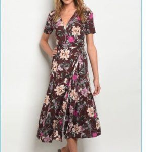 Les Amis Flirty Wrap Dress with Flower Print